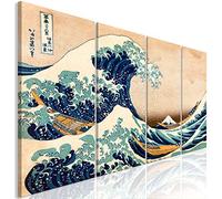 murando - Peinture acrylique Oriental 160x60 cm 4 Parties - Décoration avec finition faite à la main - Finition artisanale - La Grande Vague à Kanagawa par Hokusai Katsushika p-B-0009-b-i