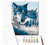 murando - Peinture par Numéros Adulte DIY 40x50 cm - Avec Cadre, Peintures Acryliques et Pinceaux - Tableau à Faire Soi-Même Loisir Créatif - Les loups aiment n-A-1205-d-a