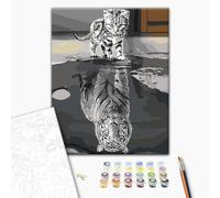 murando - Peinture par Numéros Adulte DIY 40x50 cm - Avec Cadre, Peintures Acryliques et Pinceaux - Tableau à Faire Soi-Même Loisir Créatif - Animaux Tigre n-A-1221-d-a