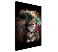 murando Photos drôles de chat Impression sur toile 80x120 cm 1 piece moderne tableau tableaux photo muraux décoration murale design tableau Chaton indien plumeau g-H-10022-b-b