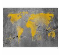 murando PREMIUM Papier peint Carte du monde 400x280 cm Décoration Murale XXL Poster Tableaux Muraux Tapisserie Photo Trompe l'oeil Continent gris jaune k-A-0494-a-a