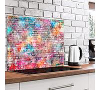 murando Protection de Verre de Cuisine Plaque de Protection en Verre Trempé Tableau Décoratif Design 80x60cm Brique f-B-0309-aq-e