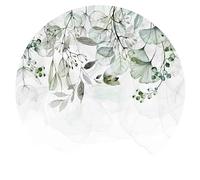 murando - Rond Papier peint Moti Rétro années - 125x125 cm Décoration Murale XXL Original Poster Tableaux Muraux Tapisserie Photo Trompe l'oeil - fleurs plantes nature des buissons b-A-0694-bg-d