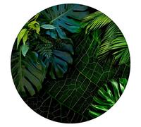 murando - Rond Papier peint Motif Rétro années - 140x140 cm Décoration Murale XXL Original Poster Tableaux Muraux Tapisserie Photo Trompe l'oeil - nature fleurs plantes jungle vert noir b-C-0224-bg-a