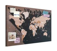 murando - Tableau à Épingles et Peinture sur Toile Combinés 120x80 cm - Avec Crochets Clous et Punaises Argentées - Panneau en Fibres pour Notes et Affichage - Carte du monde k-A-0139-v-d