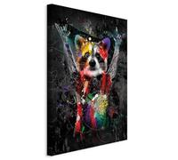 murando - Tableau Acoustique Animal 60x90 cm 1 Partie - Décoration Murale Anti-Bruit Isolation Phonique Chambre Impression sur Toile - Graffiti Raton Laveur Coloré Artiste Street Art g-A-0245-b-a