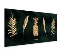 murando - Tableau Acoustique Nature 225x90 cm 5 Parties - Décoration Murale Anti-Bruit Isolation Phonique Bureau Chambre Panneau Insonorisant Impression sur Toile - Feuille Nature b-C-0795-b-m