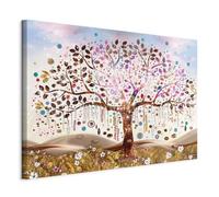 murando - Tableau acoustique panneau insonorisant 120x80 cm - Impression sur toile - Art décoratif moderne - Glowing Klimt Plantes Abstraites Gustav Nature Large Arbre Blanc l-A-0059-b-a