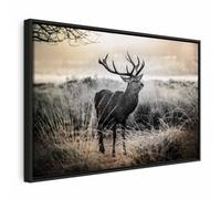 murando - Tableau Cadre Noir Bois Exotique 60x40 cm - Tableau Élégant Toile Design Intérieur Impression Art Déco Salon Chambre - Beige cerf nature animaux des champs g-B-0053-b-d