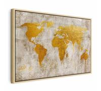 murando - Tableau Cadre Noir Naturel Exotique 90x60 cm - Tableau Élégant Toile Design Intérieur Impression Art Déco Salon Chambre - Fond de texture de carte du monde continents k-A-0499-b-a