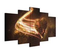murando - Tableau décoratif 100x50 cm - Impression sur toile colorée - Décoration murale pour salon et chambre - Jaune gris marron - Abstraction fantaisie étoiles cosmos amour cœurs n-A-1027-b-p
