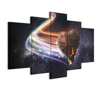 murando - Tableau décoratif 150x75 cm - Impression sur toile colorée - Décoration murale pour salon et chambre - Abstraction fantaisie étoiles cosmos amour cœurs n-A-1027-b-n