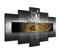 murando - Tableau décoratif abstrait 150x75 cm - Impression sur toile colorée - Décoration murale pour salon et chambre - Vert gris beige - Abstraction, danse moderne, silhouettes a-A-0519-b-n