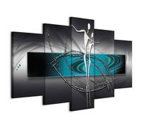 murando - Tableau décoratif abstrait 200x100 cm - Impression sur toile colorée - Décoration murale pour salon et chambre - Gris turquoise - Abstraction, danse moderne, silhouettes a-A-0519-b-p