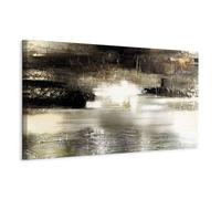 murando - Tableau décoratif abstrait 90x30 cm - Impression sur toile colorée - Décoration murale pour salon et chambre - Vert marron beige - Fond de texture artistique abstrait a-A-0729-b-a