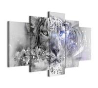 murando - Tableau décoratif animal 200x100 cm - Impression sur toile en noir et blanc - Décoration murale pour salon et chambre - Gris noir - Abstraction chats cristaux animaux g-C-0261-b-m