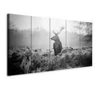 murando - Tableau décoratif animal 200x80 cm - Impression sur toile en noir et blanc - Décoration murale pour salon et chambre - Blanc noir gris - Cerfs nature champs soleil animaux g-B-0045-b-o