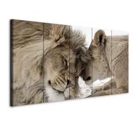 murando - Tableau décoratif animal 225x90 cm - Impression sur toile colorée - Décoration murale pour salon et chambre - Les lions aiment la nature couple embrasser romantique g-B-0061-b-o