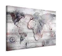 murando - Tableau décoratif Carte du monde 120x80 cm - Impression sur toile colorée - Décoration murale pour salon et chambre - Planches bois continents cartes monde ancien k-C-0125-b-d