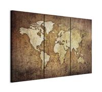 murando - Tableau décoratif Carte du monde 120x80 cm - Impression sur toile colorée - Décoration murale pour salon et chambre - Texture de la carte du monde des continents bruns k-A-0337-b-h