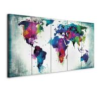 murando - Tableau décoratif Carte du monde 225x90 cm - Impression sur toile colorée - Décoration murale - Cartes de continents colorés à l'aquarelle du monde moderne k-A-0247-b-p