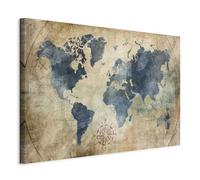murando - Tableau décoratif Carte du monde 60x40 cm - Impression sur toile colorée - Décoration murale pour salon et chambre - Gris vert blanc - Continents cartes rétro monde ancien k-A-0415-b-a