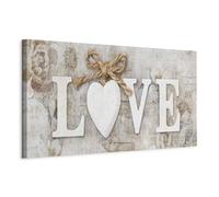 murando - Tableau décoratif créatif 135x45 cm - Impression sur toile colorée - Décoration murale pour salon et chambre - Marron beige - Sous-titres d'amour vintage en anglais m-C-0457-b-a