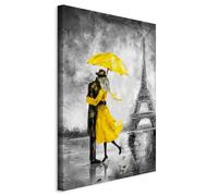 murando - Tableau décoratif figuratif 60x90 cm - Impression sur toile colorée - Décoration murale pour salon et chambre - Pluie france gens couple paris romantique tour eiffel h-C-0119-b-b