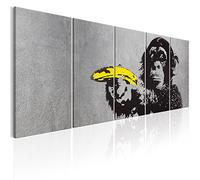 murando - Tableau décoratif inspirant 150x60 cm - Impression sur toile colorée - Décoration murale pour salon et chambre - Bananes banksy graffitis singes animaux urbains i-C-0110-b-m