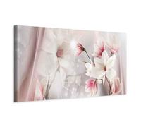 murando - Tableau décoratif nature 150x50 cm - Impression sur toile colorée - Décoration murale pour salon et chambre - Lueur fleurs magnolias nature plantes rose b-B-0270-b-a