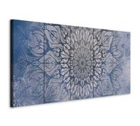 murando - Tableau décoratif oriental 200x80 cm - Impression sur toile colorée - Décoration murale pour salon et chambre - Noir gris bleu - Fond zen orient bleu mandala p-A-0028-b-p