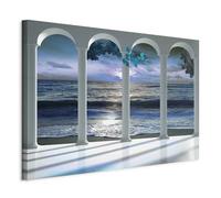 murando - Tableau décoratif paysage 120x80 cm - Impression sur toile colorée - Décoration murale pour salon et chambre - Blanc bleu gris - L'architecture colonnes paysage mer plage c-C-0396-b-a