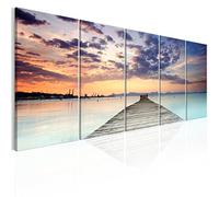 murando - Tableau décoratif paysage 200x80 cm - Impression sur toile colorée - Décoration murale pour salon et chambre - Nuages bois mer ciel couple romantique eau lever du soleil c-B-0299-b-m