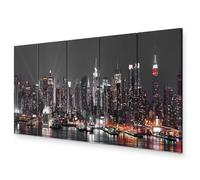 murando - Tableau décoratif ville 100x40 cm - Impression sur toile colorée - Décoration murale pour salon et chambre - Architecture ville nuit new york océan usa gratte-ciel eau d-B-0185-b-o