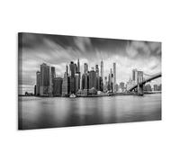 murando - Tableau décoratif ville 120x40 cm - Impression sur toile en noir et blanc - Décoration murale - Architecture manhattan ville pont new york panorama gratte-ciel d-B-0154-b-a
