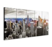 murando - Tableau décoratif ville 200x80 cm - Impression sur toile colorée - Décoration murale - Architecture manhattan new york city usa gratte-ciel lever du soleil d-B-0188-b-o