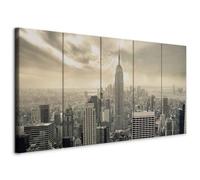 murando - Tableau décoratif ville 225x90 cm - Impression sur toile colorée - Décoration murale pour salon et chambre - Architecture beige manhattan new york city usa gratte-ciel d-B-0081-b-o