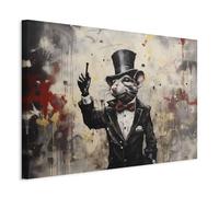 murando Tableau decoration murale Banksy 60x40 cm - 1 partie decoration chambre salon art impression sur toile moderne tableaux deco mural - Un rat en frac avec un chapeau noir g-H-10083-b-a
