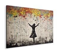 murando Tableau decoration murale Banksy 60x40 cm - 1 partie decoration chambre salon art impression sur toile moderne tableaux mural - Abstraction les filles sur chanson pluvieuse h-H-10031-b-a
