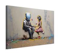 murando Tableau decoration murale Banksy 90x60 cm - 1 partie decoration chambre salon art impression sur toile moderne tableaux mural - Abstraction Kosmonaut auf grauem Hintergrund h-H-10026-b-a