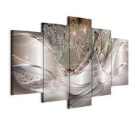 murando - Tableau Décoration Murale Chambre, Abstrait Beige, 100x50 cm | Clous Inclus, Impression sur Toile, Tableaux, Posters et Arts Décoratifs, Abstraction Pissenlits Fleurs Moderne Argent