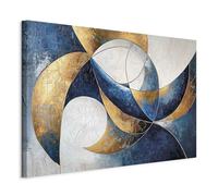 murando - Tableau Décoration Murale Chambre, Géométrie Abstraite, 90x60 cm | Clous Inclus, Impression sur Toile, Tableaux, Posters et Arts Décoratifs, Cadre en Bois, Bleu, Résistant à la Décoloration