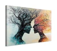 murando - Tableau en Bois Exotique Naturel Amour Abstrait Deux Visages Surréalistes 90x60 cm - Impression sur Toile avec Cadre - Art décoratif Moderne maison salon chambre Décoration a-H-10169-b-a