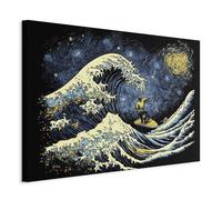 murando - Tableau en Bois Exotique Noir Style Katsushika Hokusai 30x20 cm - Impression sur Toile avec Cadre - Art décoratif maison - Tableaux Élégants - Tableau Mural f-B-10110-b-a