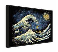 murando - Tableau en Bois Exotique Noir Style Katsushika Hokusai 30x20 cm - Peinture acrylique texturée - Décorative au gel imitant les coups de pinceau salon chambre - Tableau Mural f-B-10110-b-a