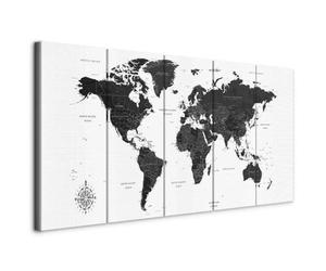 murando - Tableau Mural Décoration Moderne Chambre, Sous Titrés, 100x40 cm | Clous Inclus, Impression sur Toile, Tableaux, Posters et Arts Décoratifs, Cartes des Continents dans le Monde Anglais