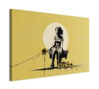 murando - Tableau Mural Décoration Moderne Cuisine, Banksy Deco, 60x40 cm | Clous Inclus, Impression sur Toile, Tableaux, Posters et Arts Décoratifs, Fille Assise avec des Fleurs de Tournesol