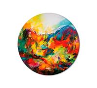 murando Tableau Rond Abstraction 40x40 cm 1 panneau impression sur toile tableaux décoration murale photo image artistique photographie graphique Un mur coloré comme peint a-H-10002-bc-a