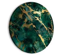 murando Tableau Rond Aspect marbre or 60x60 cm 1 panneau impression sur toile tableaux décoration murale photo image artistique photographie graphique Pierres 3D vert f-A-10004-bc-a