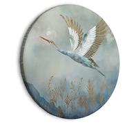 murando - Tableau Rond Décoration Murale Chambre, Oiseaux Cigogne, 80x80 cm | Clous Inclus, Impression sur Toile, Tableaux, Posters et Arts Décoratifs, Paysage Montagnes Blu Comme Peint, Fabrication EU